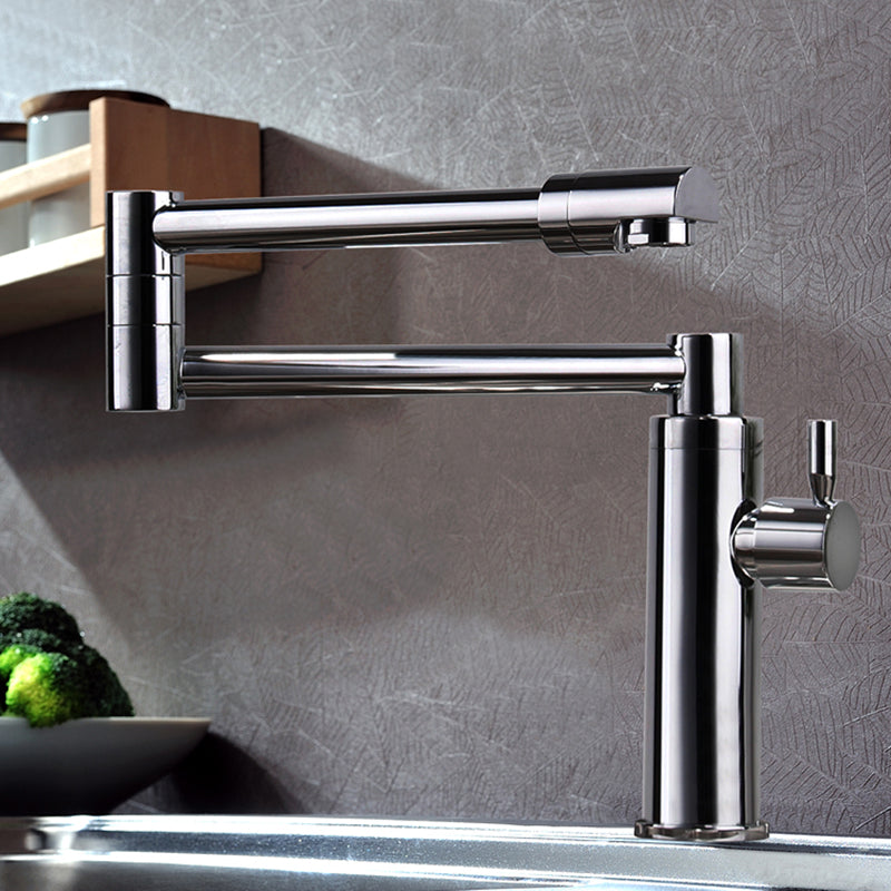 Swivel Spout 3-Function Pot Filler Kitchen Faucet Modern Pot Filler in Polished Chrome Clearhalo 'Home Improvement' 'home_improvement' 'home_improvement_kitchen_faucets' 'Kitchen Faucets' 'Kitchen Remodel & Kitchen Fixtures' 'Kitchen Sinks & Faucet Components' 'kitchen_faucets' 6333331