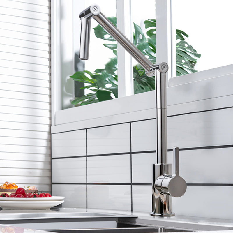 Swivel Spout 3-Function Pot Filler Kitchen Faucet Modern Pot Filler in Polished Chrome Clearhalo 'Home Improvement' 'home_improvement' 'home_improvement_kitchen_faucets' 'Kitchen Faucets' 'Kitchen Remodel & Kitchen Fixtures' 'Kitchen Sinks & Faucet Components' 'kitchen_faucets' 6333333