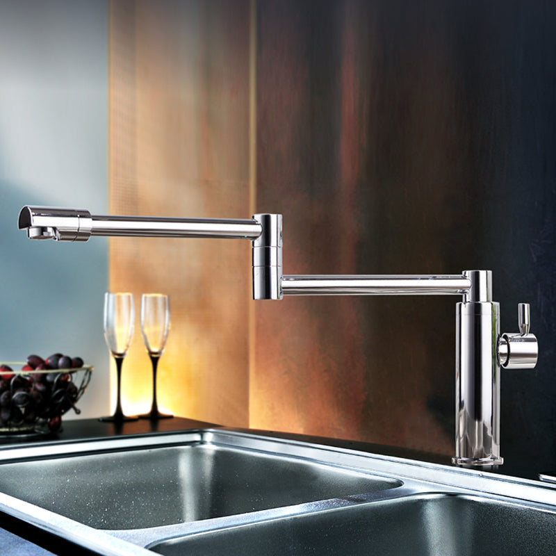 Swivel Spout 3-Function Pot Filler Kitchen Faucet Modern Pot Filler in Polished Chrome Clearhalo 'Home Improvement' 'home_improvement' 'home_improvement_kitchen_faucets' 'Kitchen Faucets' 'Kitchen Remodel & Kitchen Fixtures' 'Kitchen Sinks & Faucet Components' 'kitchen_faucets' 6333335
