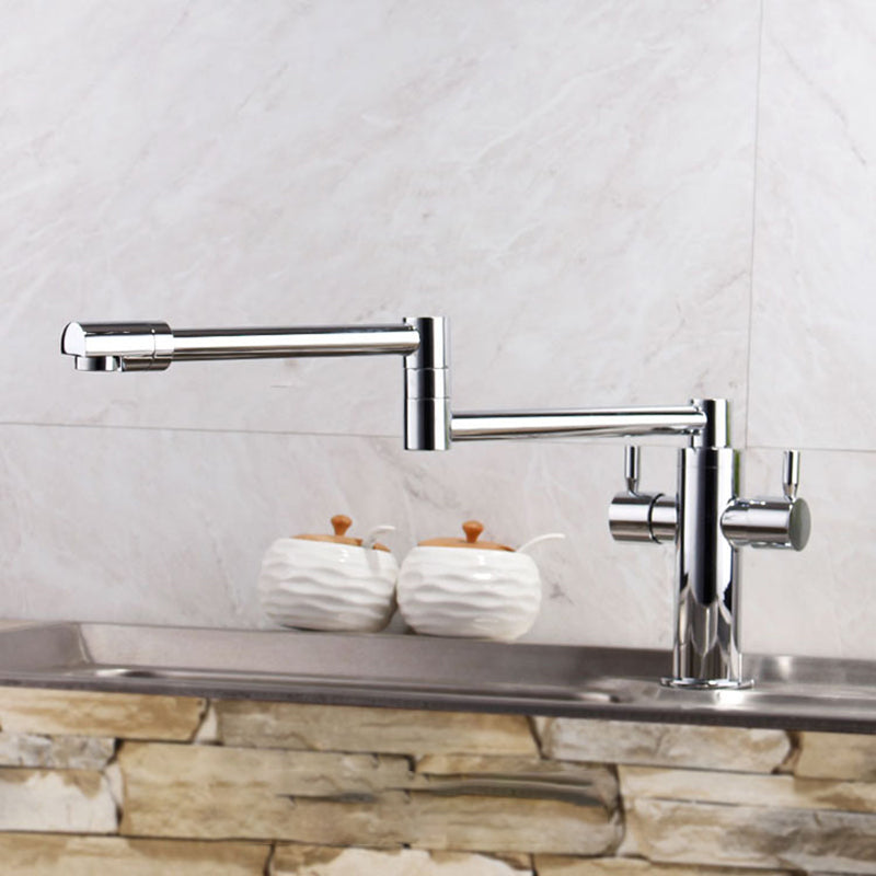 Swivel Spout 3-Function Pot Filler Kitchen Faucet Modern Pot Filler in Polished Chrome Clearhalo 'Home Improvement' 'home_improvement' 'home_improvement_kitchen_faucets' 'Kitchen Faucets' 'Kitchen Remodel & Kitchen Fixtures' 'Kitchen Sinks & Faucet Components' 'kitchen_faucets' 6333342