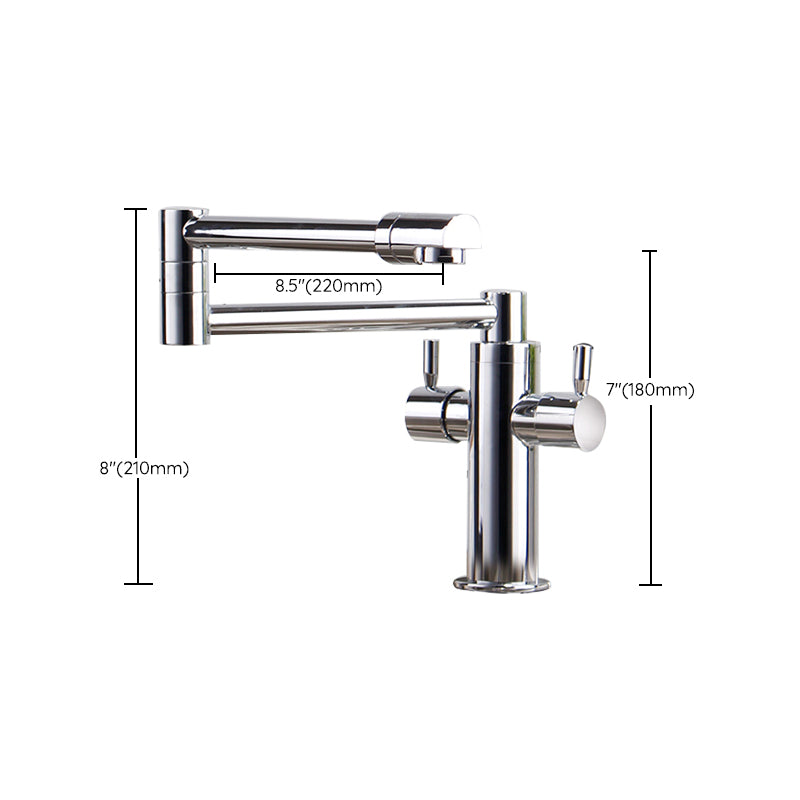 Swivel Spout 3-Function Pot Filler Kitchen Faucet Modern Pot Filler in Polished Chrome Clearhalo 'Home Improvement' 'home_improvement' 'home_improvement_kitchen_faucets' 'Kitchen Faucets' 'Kitchen Remodel & Kitchen Fixtures' 'Kitchen Sinks & Faucet Components' 'kitchen_faucets' 6333343