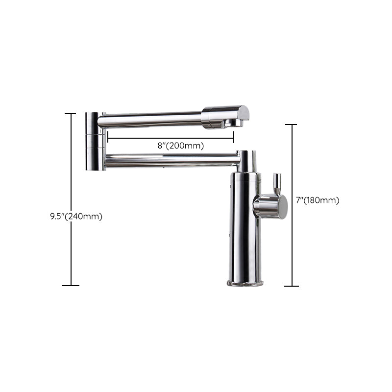 Swivel Spout 3-Function Pot Filler Kitchen Faucet Modern Pot Filler in Polished Chrome Clearhalo 'Home Improvement' 'home_improvement' 'home_improvement_kitchen_faucets' 'Kitchen Faucets' 'Kitchen Remodel & Kitchen Fixtures' 'Kitchen Sinks & Faucet Components' 'kitchen_faucets' 6333344