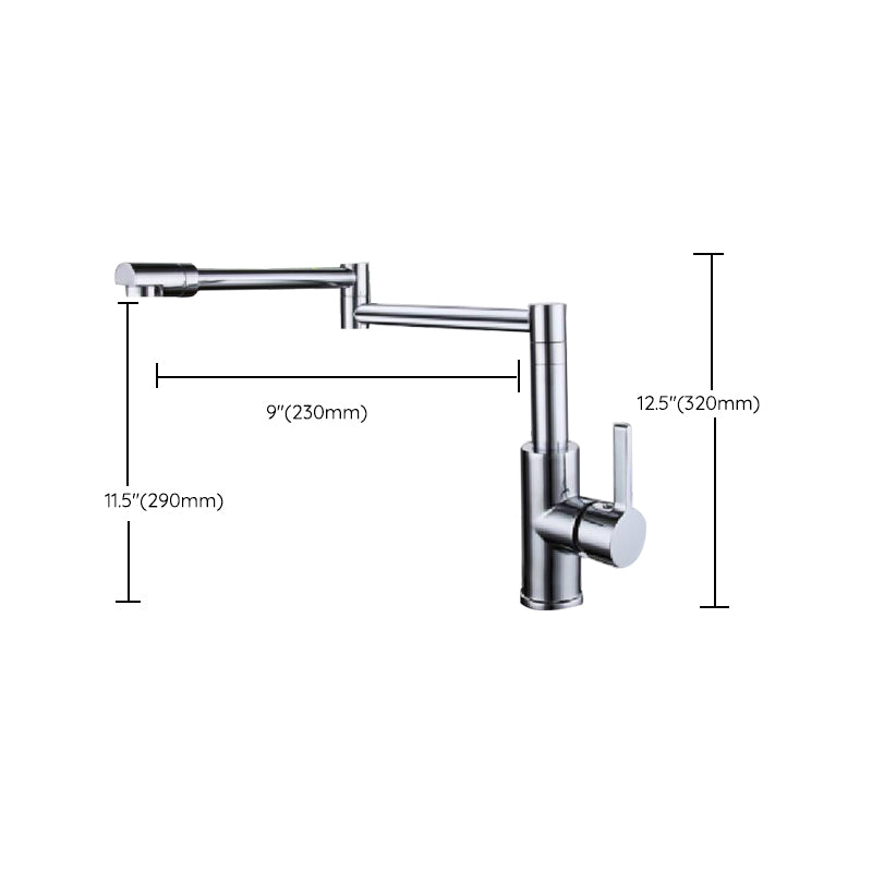 Swivel Spout 3-Function Pot Filler Kitchen Faucet Modern Pot Filler in Polished Chrome Clearhalo 'Home Improvement' 'home_improvement' 'home_improvement_kitchen_faucets' 'Kitchen Faucets' 'Kitchen Remodel & Kitchen Fixtures' 'Kitchen Sinks & Faucet Components' 'kitchen_faucets' 6333345