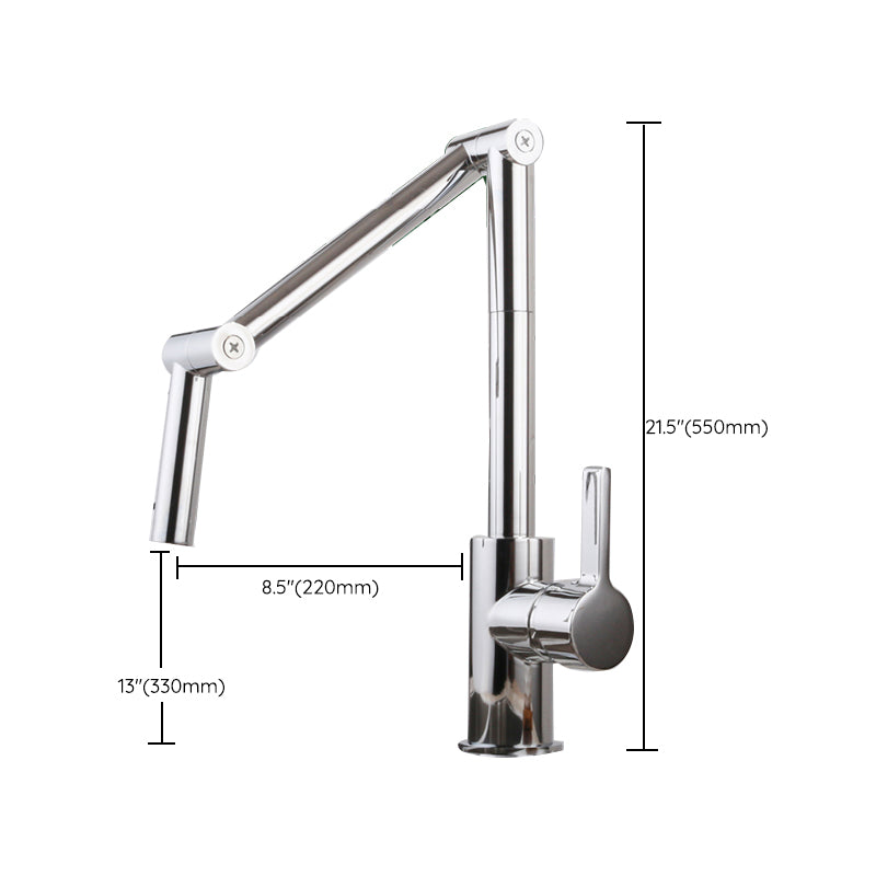 Swivel Spout 3-Function Pot Filler Kitchen Faucet Modern Pot Filler in Polished Chrome Clearhalo 'Home Improvement' 'home_improvement' 'home_improvement_kitchen_faucets' 'Kitchen Faucets' 'Kitchen Remodel & Kitchen Fixtures' 'Kitchen Sinks & Faucet Components' 'kitchen_faucets' 6333346