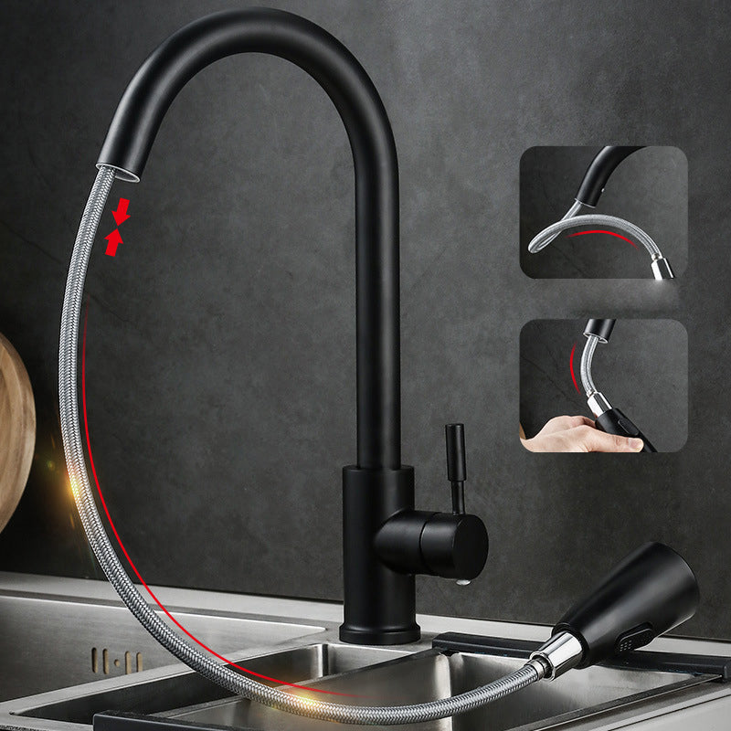 Pull Down Spout Kitchen Faucet One Handle Kitchen Sink Faucet with Pull Down Sprayer Clearhalo 'Home Improvement' 'home_improvement' 'home_improvement_kitchen_faucets' 'Kitchen Faucets' 'Kitchen Remodel & Kitchen Fixtures' 'Kitchen Sinks & Faucet Components' 'kitchen_faucets' 6333354