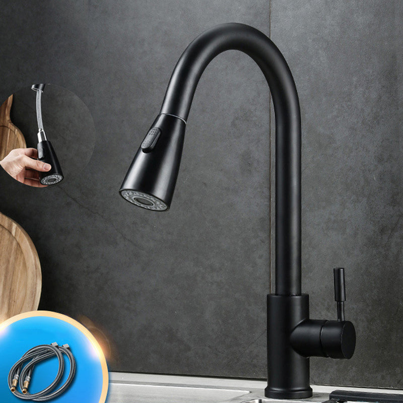 Pull Down Spout Kitchen Faucet One Handle Kitchen Sink Faucet with Pull Down Sprayer Black Pull Out Faucet Clearhalo 'Home Improvement' 'home_improvement' 'home_improvement_kitchen_faucets' 'Kitchen Faucets' 'Kitchen Remodel & Kitchen Fixtures' 'Kitchen Sinks & Faucet Components' 'kitchen_faucets' 6333363