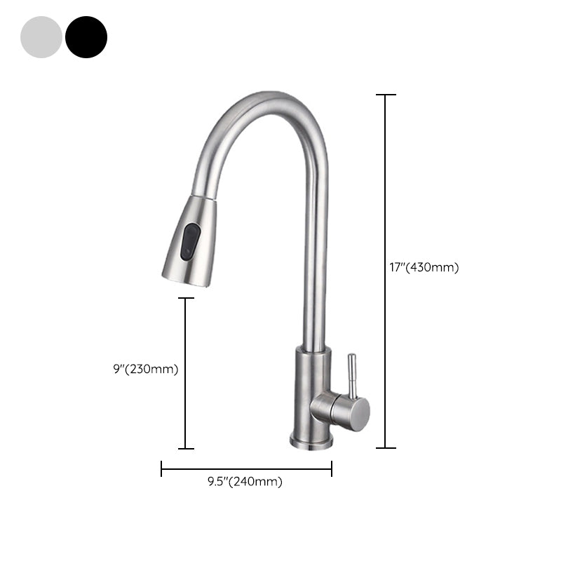 Pull Down Spout Kitchen Faucet One Handle Kitchen Sink Faucet with Pull Down Sprayer Clearhalo 'Home Improvement' 'home_improvement' 'home_improvement_kitchen_faucets' 'Kitchen Faucets' 'Kitchen Remodel & Kitchen Fixtures' 'Kitchen Sinks & Faucet Components' 'kitchen_faucets' 6333374