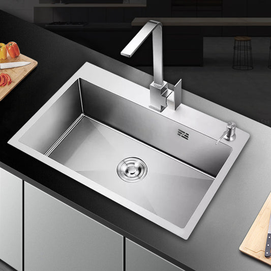 Modern Kitchen Sink Stainless Steel with Accessories and Faucet Workstation Sink Clearhalo 'Home Improvement' 'home_improvement' 'home_improvement_kitchen_sinks' 'Kitchen Remodel & Kitchen Fixtures' 'Kitchen Sinks & Faucet Components' 'Kitchen Sinks' 'kitchen_sinks' 6333375