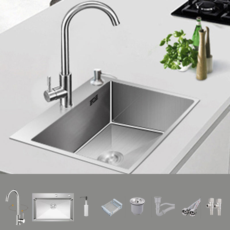 Modern Kitchen Sink Stainless Steel with Accessories and Faucet Workstation Sink Sink with Faucet Round Faucet Clearhalo 'Home Improvement' 'home_improvement' 'home_improvement_kitchen_sinks' 'Kitchen Remodel & Kitchen Fixtures' 'Kitchen Sinks & Faucet Components' 'Kitchen Sinks' 'kitchen_sinks' 6333376