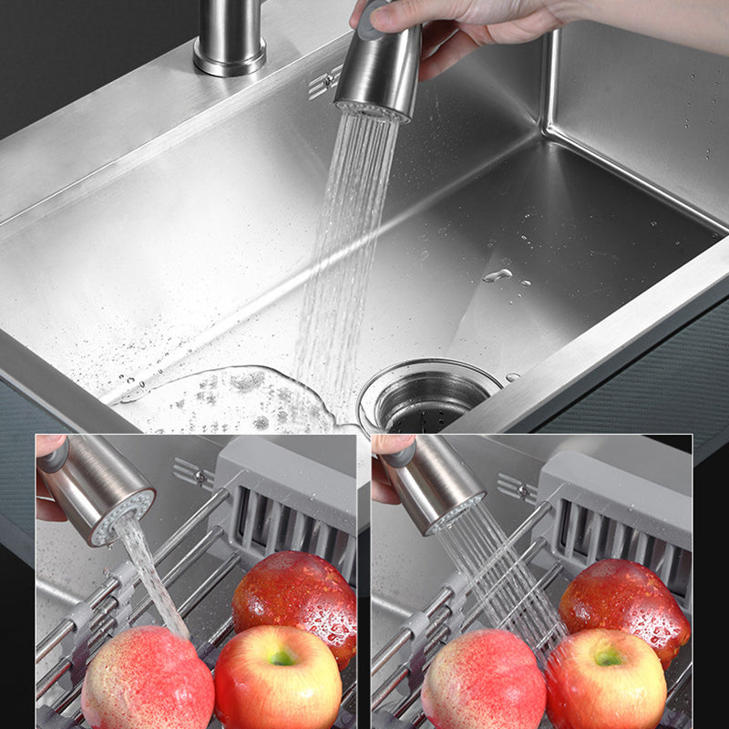 Modern Kitchen Sink Stainless Steel with Accessories and Faucet Workstation Sink Clearhalo 'Home Improvement' 'home_improvement' 'home_improvement_kitchen_sinks' 'Kitchen Remodel & Kitchen Fixtures' 'Kitchen Sinks & Faucet Components' 'Kitchen Sinks' 'kitchen_sinks' 6333380
