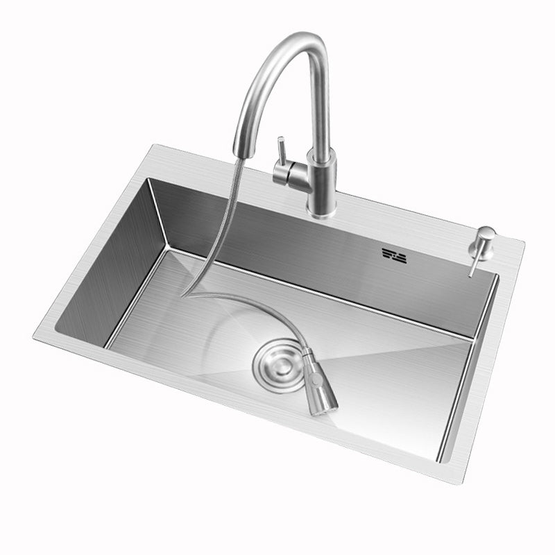 Modern Kitchen Sink Stainless Steel with Accessories and Faucet Workstation Sink Clearhalo 'Home Improvement' 'home_improvement' 'home_improvement_kitchen_sinks' 'Kitchen Remodel & Kitchen Fixtures' 'Kitchen Sinks & Faucet Components' 'Kitchen Sinks' 'kitchen_sinks' 6333383