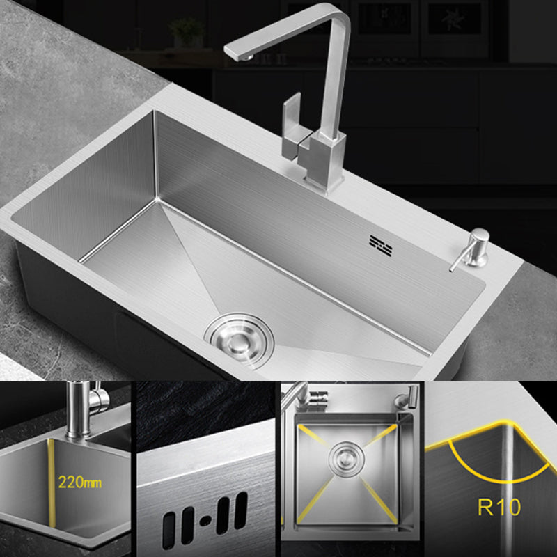 Modern Kitchen Sink Stainless Steel with Accessories and Faucet Workstation Sink Clearhalo 'Home Improvement' 'home_improvement' 'home_improvement_kitchen_sinks' 'Kitchen Remodel & Kitchen Fixtures' 'Kitchen Sinks & Faucet Components' 'Kitchen Sinks' 'kitchen_sinks' 6333387