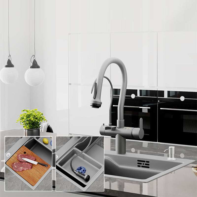 Modern Kitchen Sink Stainless Steel with Accessories and Faucet Top-Mount Kitchen Bar Sink Clearhalo 'Home Improvement' 'home_improvement' 'home_improvement_kitchen_sinks' 'Kitchen Remodel & Kitchen Fixtures' 'Kitchen Sinks & Faucet Components' 'Kitchen Sinks' 'kitchen_sinks' 6333437