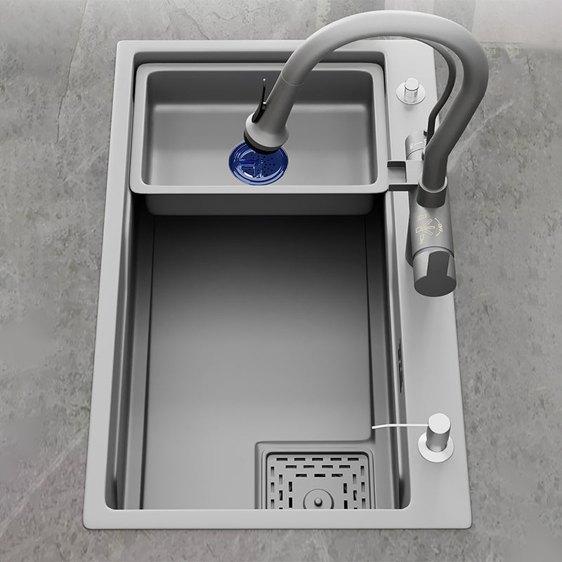 Modern Kitchen Sink Stainless Steel with Accessories and Faucet Top-Mount Kitchen Bar Sink Clearhalo 'Home Improvement' 'home_improvement' 'home_improvement_kitchen_sinks' 'Kitchen Remodel & Kitchen Fixtures' 'Kitchen Sinks & Faucet Components' 'Kitchen Sinks' 'kitchen_sinks' 6333441