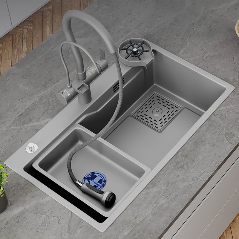 Modern Kitchen Sink Stainless Steel with Accessories and Faucet Top-Mount Kitchen Bar Sink Clearhalo 'Home Improvement' 'home_improvement' 'home_improvement_kitchen_sinks' 'Kitchen Remodel & Kitchen Fixtures' 'Kitchen Sinks & Faucet Components' 'Kitchen Sinks' 'kitchen_sinks' 6333445