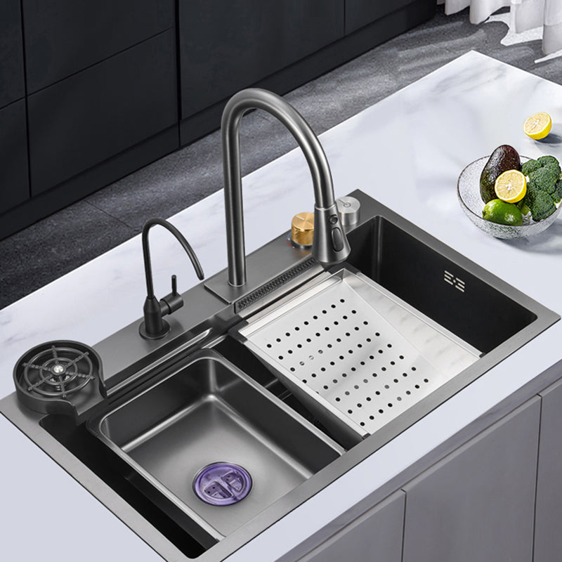 Classic Style Kitchen Sink Corrosion Resistant 5 Holes Stainless Steel Kitchen Sink Clearhalo 'Home Improvement' 'home_improvement' 'home_improvement_kitchen_sinks' 'Kitchen Remodel & Kitchen Fixtures' 'Kitchen Sinks & Faucet Components' 'Kitchen Sinks' 'kitchen_sinks' 6333455