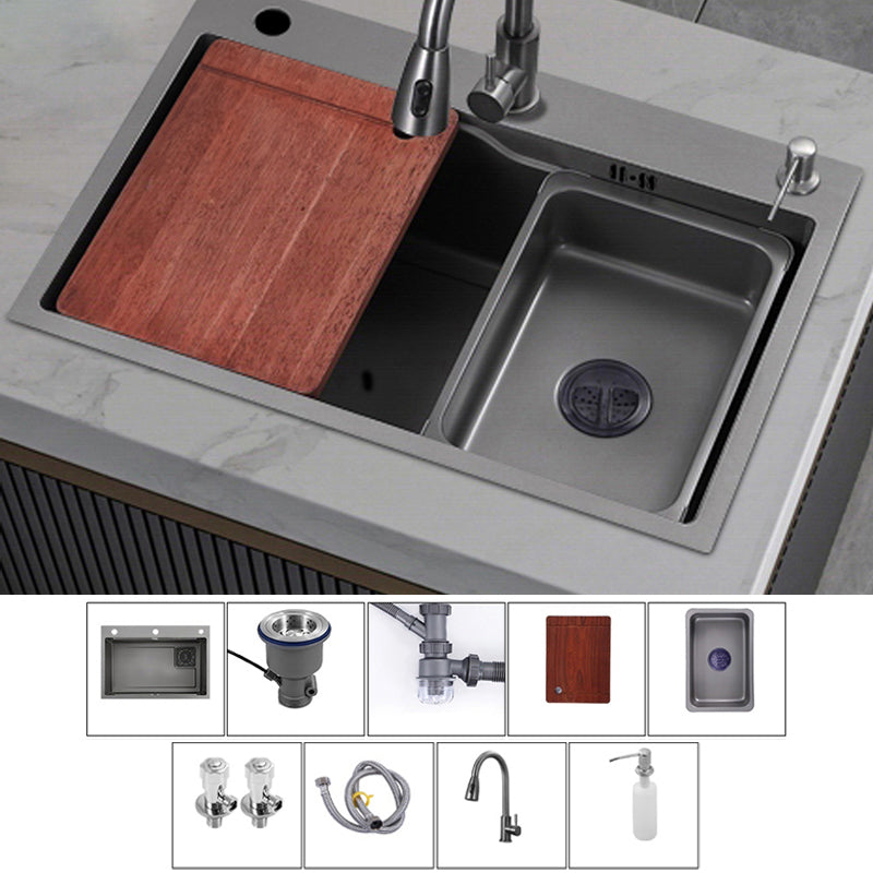 Classic Style Kitchen Sink Corrosion Resistant Kitchen Sink with Drain Assembly Sink with Faucet Clearhalo 'Home Improvement' 'home_improvement' 'home_improvement_kitchen_sinks' 'Kitchen Remodel & Kitchen Fixtures' 'Kitchen Sinks & Faucet Components' 'Kitchen Sinks' 'kitchen_sinks' 6333480