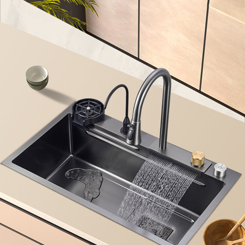 Classic Style Kitchen Sink Corrosion Resistant 5 Holes Kitchen Sink with Drain Assembly Clearhalo 'Home Improvement' 'home_improvement' 'home_improvement_kitchen_sinks' 'Kitchen Remodel & Kitchen Fixtures' 'Kitchen Sinks & Faucet Components' 'Kitchen Sinks' 'kitchen_sinks' 6333505