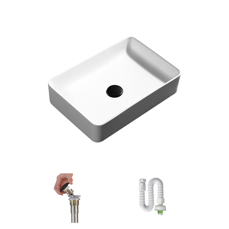 Contemporary Bathroom Sink Porcelain Pop-Up Drain Rectangular Vessel Lavatory Sink 20"L x 14"W x 4"H Sink Clearhalo 'Bathroom Remodel & Bathroom Fixtures' 'Bathroom Sinks & Faucet Components' 'Bathroom Sinks' 'bathroom_sink' 'Home Improvement' 'home_improvement' 'home_improvement_bathroom_sink' 6333554