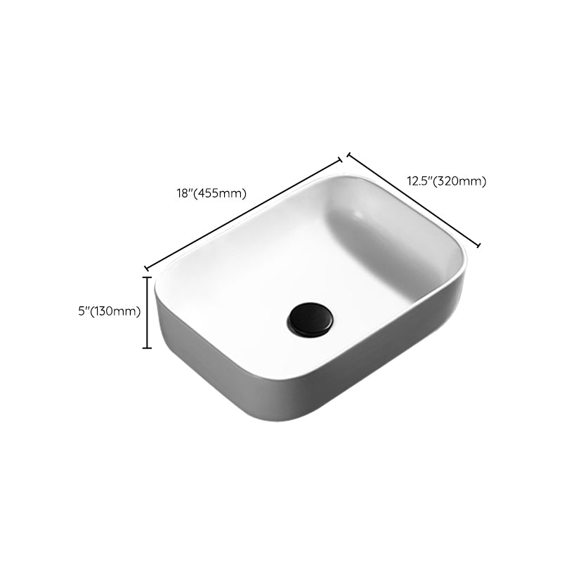 Contemporary Bathroom Sink Porcelain Pop-Up Drain Rectangular Vessel Lavatory Sink Clearhalo 'Bathroom Remodel & Bathroom Fixtures' 'Bathroom Sinks & Faucet Components' 'Bathroom Sinks' 'bathroom_sink' 'Home Improvement' 'home_improvement' 'home_improvement_bathroom_sink' 6333563
