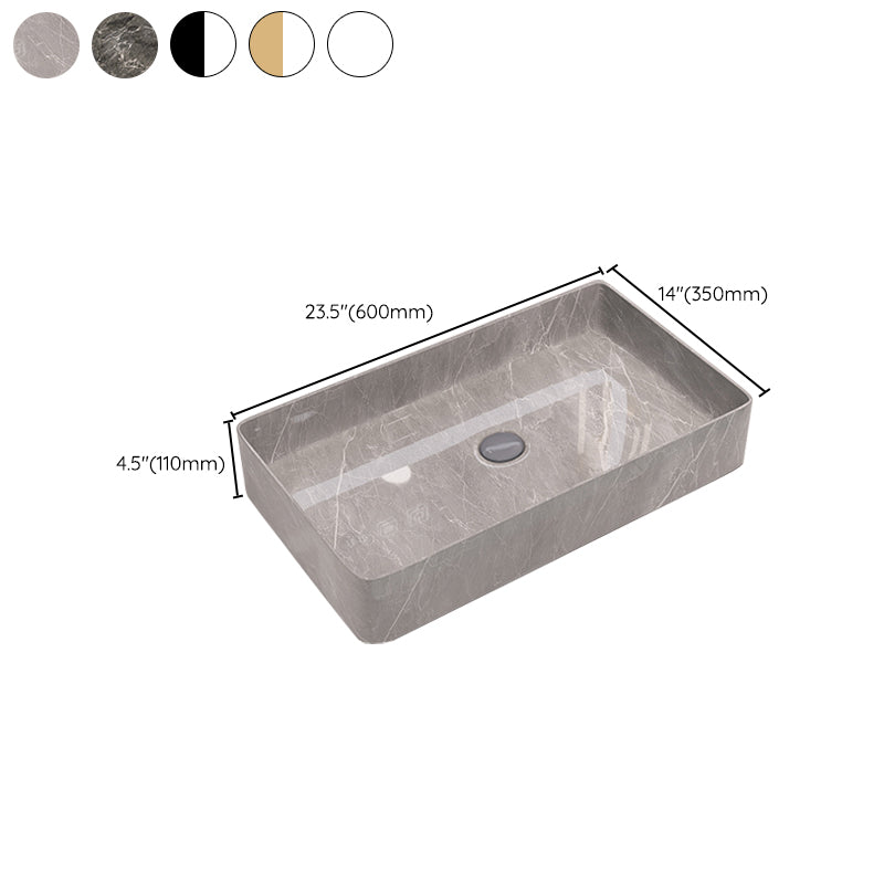 Modern Bathroom Sink Porcelain Rectangular Vessel Sink with Pop-Up Drain Clearhalo 'Bathroom Remodel & Bathroom Fixtures' 'Bathroom Sinks & Faucet Components' 'Bathroom Sinks' 'bathroom_sink' 'Home Improvement' 'home_improvement' 'home_improvement_bathroom_sink' 6333587