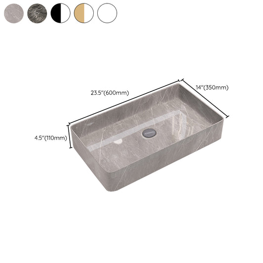 Modern Bathroom Sink Porcelain Rectangular Vessel Sink with Pop-Up Drain Clearhalo 'Bathroom Remodel & Bathroom Fixtures' 'Bathroom Sinks & Faucet Components' 'Bathroom Sinks' 'bathroom_sink' 'Home Improvement' 'home_improvement' 'home_improvement_bathroom_sink' 6333587