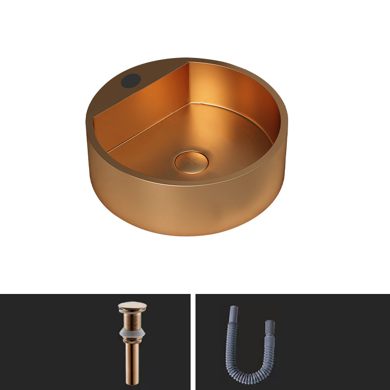 Modern Bathroom Sink Porcelain Pop-Up Drain Solid Color Round Vessel Rose Gold Sink Clearhalo 'Bathroom Remodel & Bathroom Fixtures' 'Bathroom Sinks & Faucet Components' 'Bathroom Sinks' 'bathroom_sink' 'Home Improvement' 'home_improvement' 'home_improvement_bathroom_sink' 6333597
