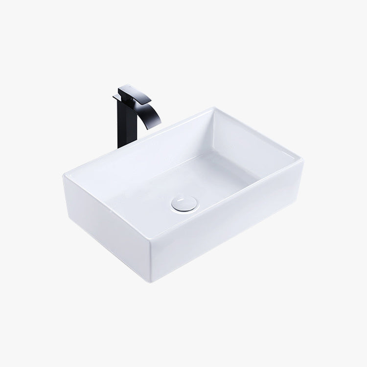 Modern Bathroom Sink Porcelain Rectangular Pop-Up Drain and Drain Assembly Basin Sink 23.6"L x 15.7"W x 6.3"H Clearhalo 'Bathroom Remodel & Bathroom Fixtures' 'Bathroom Sinks & Faucet Components' 'Bathroom Sinks' 'bathroom_sink' 'Home Improvement' 'home_improvement' 'home_improvement_bathroom_sink' 6333658