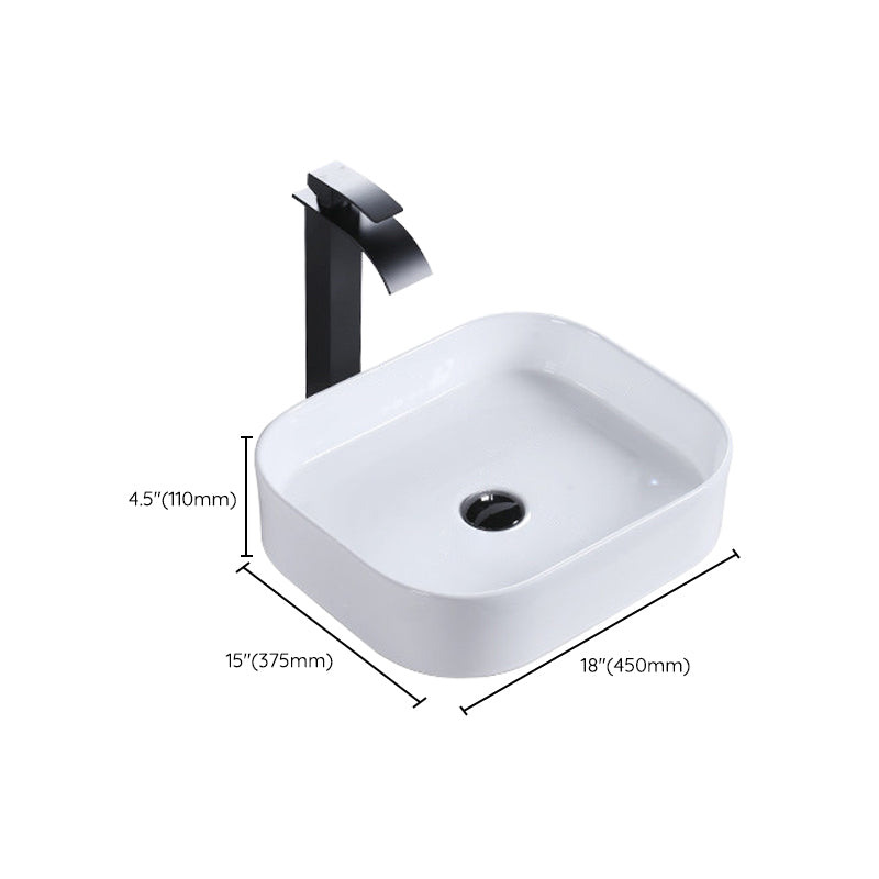 Modern Bathroom Sink Porcelain Rectangular Pop-Up Drain and Drain Assembly Basin Sink Clearhalo 'Bathroom Remodel & Bathroom Fixtures' 'Bathroom Sinks & Faucet Components' 'Bathroom Sinks' 'bathroom_sink' 'Home Improvement' 'home_improvement' 'home_improvement_bathroom_sink' 6333669