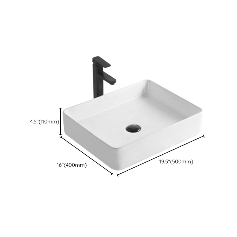 Modern Bathroom Sink Porcelain Rectangular Pop-Up Drain and Drain Assembly Basin Sink Clearhalo 'Bathroom Remodel & Bathroom Fixtures' 'Bathroom Sinks & Faucet Components' 'Bathroom Sinks' 'bathroom_sink' 'Home Improvement' 'home_improvement' 'home_improvement_bathroom_sink' 6333671