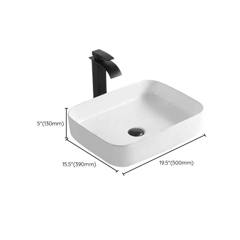 Modern Bathroom Sink Porcelain Rectangular Pop-Up Drain and Drain Assembly Basin Sink Clearhalo 'Bathroom Remodel & Bathroom Fixtures' 'Bathroom Sinks & Faucet Components' 'Bathroom Sinks' 'bathroom_sink' 'Home Improvement' 'home_improvement' 'home_improvement_bathroom_sink' 6333672