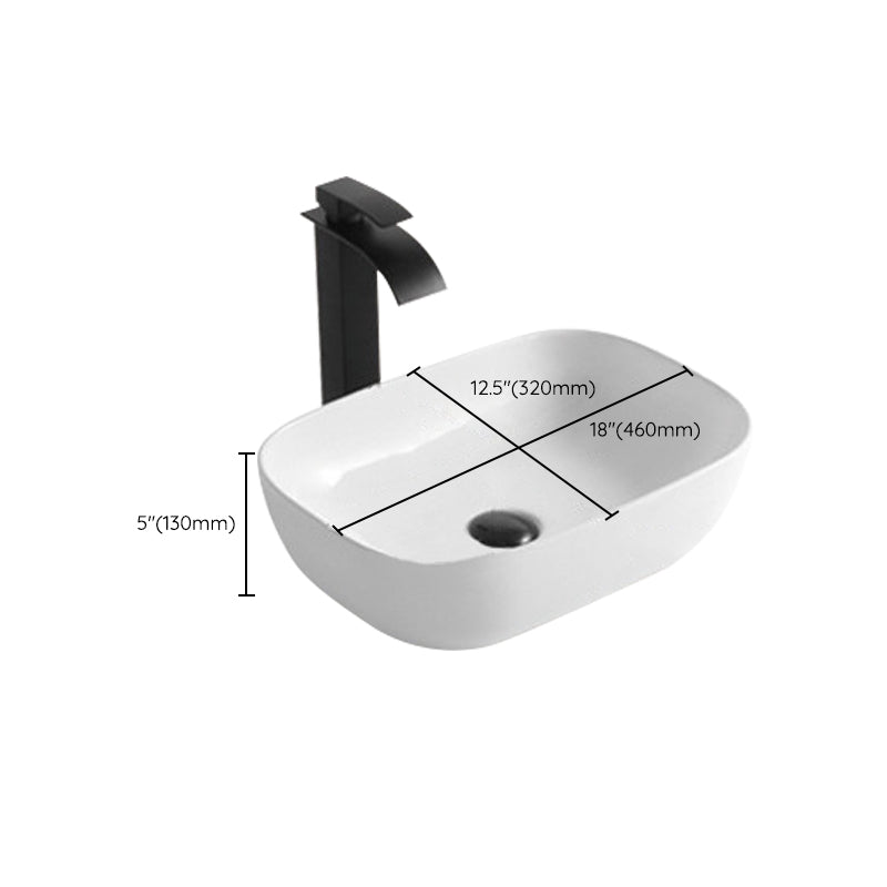 Modern Bathroom Sink Porcelain Rectangular Pop-Up Drain and Drain Assembly Basin Sink Clearhalo 'Bathroom Remodel & Bathroom Fixtures' 'Bathroom Sinks & Faucet Components' 'Bathroom Sinks' 'bathroom_sink' 'Home Improvement' 'home_improvement' 'home_improvement_bathroom_sink' 6333676
