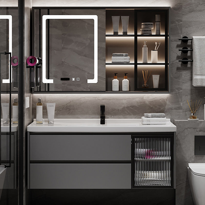 Contemporary Sink Vanity Bathroom Vanity Cabinet with Mirror Cabinet Clearhalo 'Bathroom Remodel & Bathroom Fixtures' 'Bathroom Vanities' 'bathroom_vanities' 'Home Improvement' 'home_improvement' 'home_improvement_bathroom_vanities' 6333680