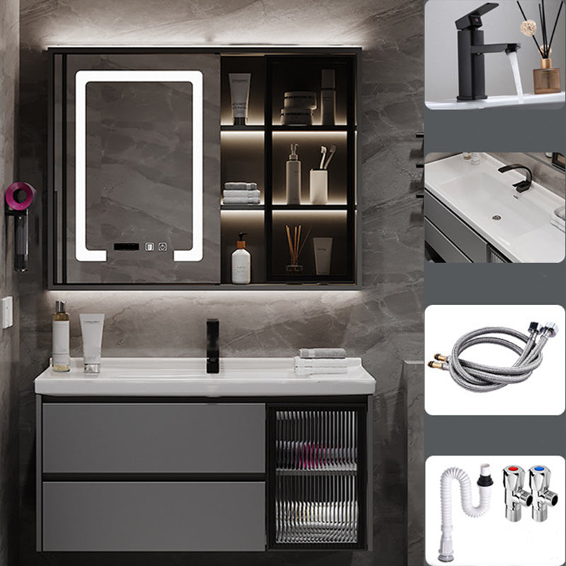 Contemporary Sink Vanity Bathroom Vanity Cabinet with Mirror Cabinet Vanity & Faucet & Mirror Cabinet 3 Clearhalo 'Bathroom Remodel & Bathroom Fixtures' 'Bathroom Vanities' 'bathroom_vanities' 'Home Improvement' 'home_improvement' 'home_improvement_bathroom_vanities' 6333681