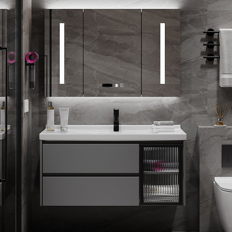 Contemporary Sink Vanity Bathroom Vanity Cabinet with Mirror Cabinet Clearhalo 'Bathroom Remodel & Bathroom Fixtures' 'Bathroom Vanities' 'bathroom_vanities' 'Home Improvement' 'home_improvement' 'home_improvement_bathroom_vanities' 6333682