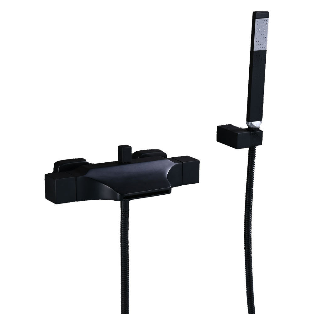 Wall Mount Tub Faucet One Handle Waterfall Tub Spout Trim with Knob Clearhalo 'Bathroom Remodel & Bathroom Fixtures' 'Bathtub Faucets' 'bathtub_faucets' 'Home Improvement' 'home_improvement' 'home_improvement_bathtub_faucets' 6333865