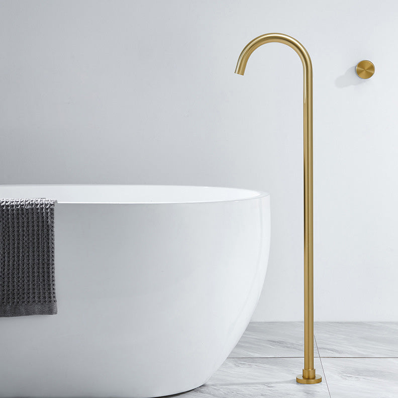 Floor Mounted Freestanding Tub Filler 1-Handle High Arc Tub Faucet Gold Clearhalo 'Bathroom Remodel & Bathroom Fixtures' 'Bathtub Faucets' 'bathtub_faucets' 'Home Improvement' 'home_improvement' 'home_improvement_bathtub_faucets' 6333895