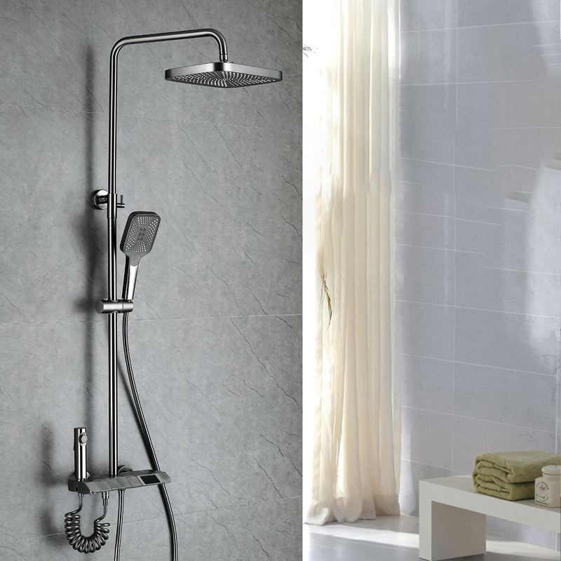 Wall Mounted Modern Square Metal Shower Brass Shower Head Shower Faucet Clearhalo 'Bathroom Remodel & Bathroom Fixtures' 'Home Improvement' 'home_improvement' 'home_improvement_shower_faucets' 'Shower Faucets & Systems' 'shower_faucets' 'Showers & Bathtubs Plumbing' 'Showers & Bathtubs' 6333939