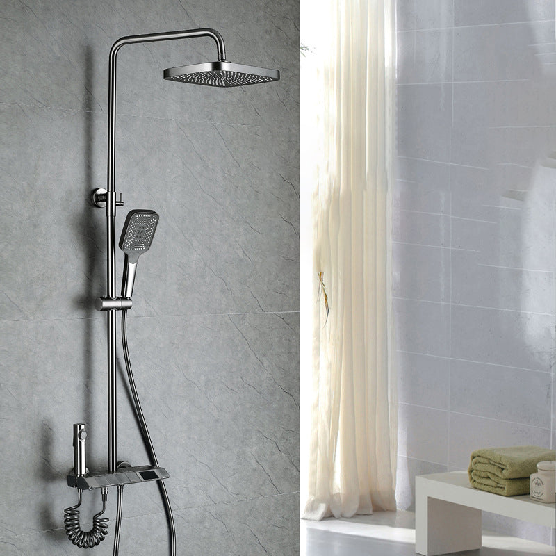 Wall Mounted Modern Square Metal Shower Brass Shower Head Shower Faucet Clearhalo 'Bathroom Remodel & Bathroom Fixtures' 'Home Improvement' 'home_improvement' 'home_improvement_shower_faucets' 'Shower Faucets & Systems' 'shower_faucets' 'Showers & Bathtubs Plumbing' 'Showers & Bathtubs' 6333939