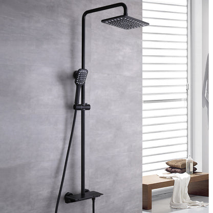 Wall Mounted Modern Square Metal Shower Brass Shower Head Shower Faucet Black Thermostatic Clearhalo 'Bathroom Remodel & Bathroom Fixtures' 'Home Improvement' 'home_improvement' 'home_improvement_shower_faucets' 'Shower Faucets & Systems' 'shower_faucets' 'Showers & Bathtubs Plumbing' 'Showers & Bathtubs' 6333940