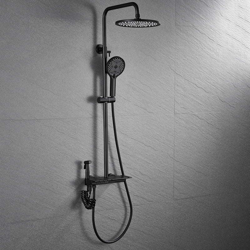 Wall Mounted Modern Square Metal Shower Brass Shower Head Shower Faucet Black Temperature Control Clearhalo 'Bathroom Remodel & Bathroom Fixtures' 'Home Improvement' 'home_improvement' 'home_improvement_shower_faucets' 'Shower Faucets & Systems' 'shower_faucets' 'Showers & Bathtubs Plumbing' 'Showers & Bathtubs' 6333947