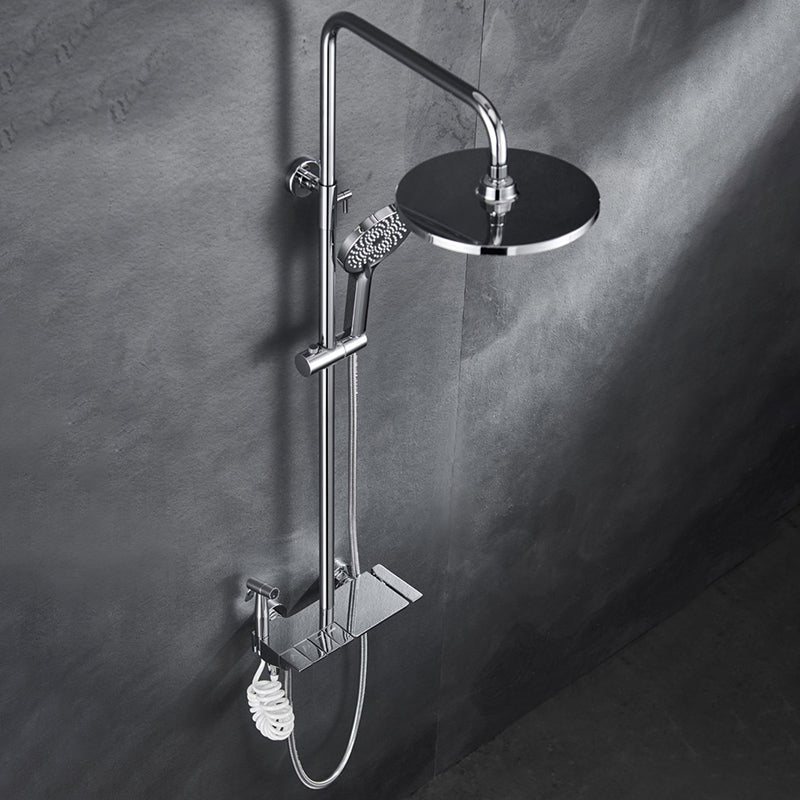 Wall Mounted Modern Square Metal Shower Brass Shower Head Shower Faucet Chrome Temperature Control Clearhalo 'Bathroom Remodel & Bathroom Fixtures' 'Home Improvement' 'home_improvement' 'home_improvement_shower_faucets' 'Shower Faucets & Systems' 'shower_faucets' 'Showers & Bathtubs Plumbing' 'Showers & Bathtubs' 6333952