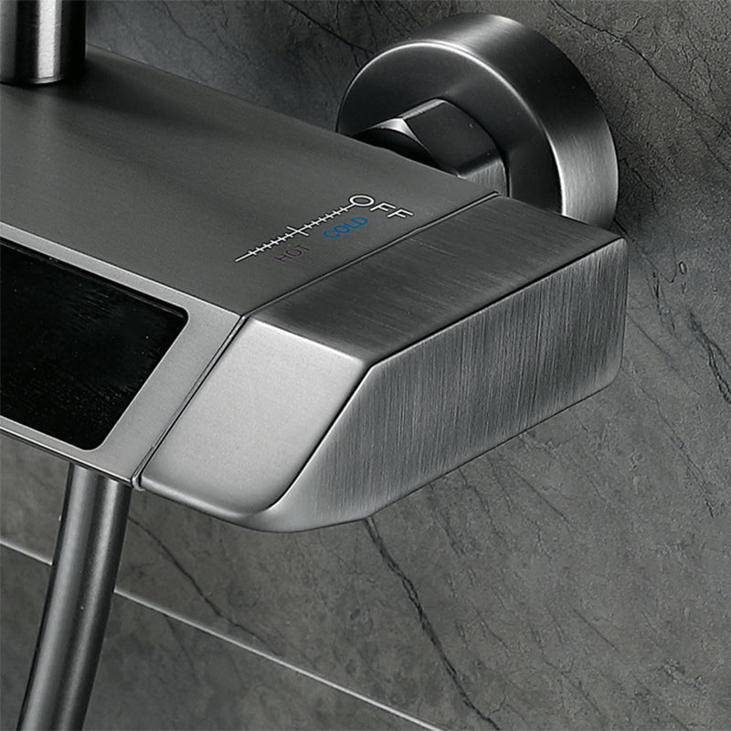 Wall Mounted Modern Square Metal Shower Brass Shower Head Shower Faucet Clearhalo 'Bathroom Remodel & Bathroom Fixtures' 'Home Improvement' 'home_improvement' 'home_improvement_shower_faucets' 'Shower Faucets & Systems' 'shower_faucets' 'Showers & Bathtubs Plumbing' 'Showers & Bathtubs' 6333964