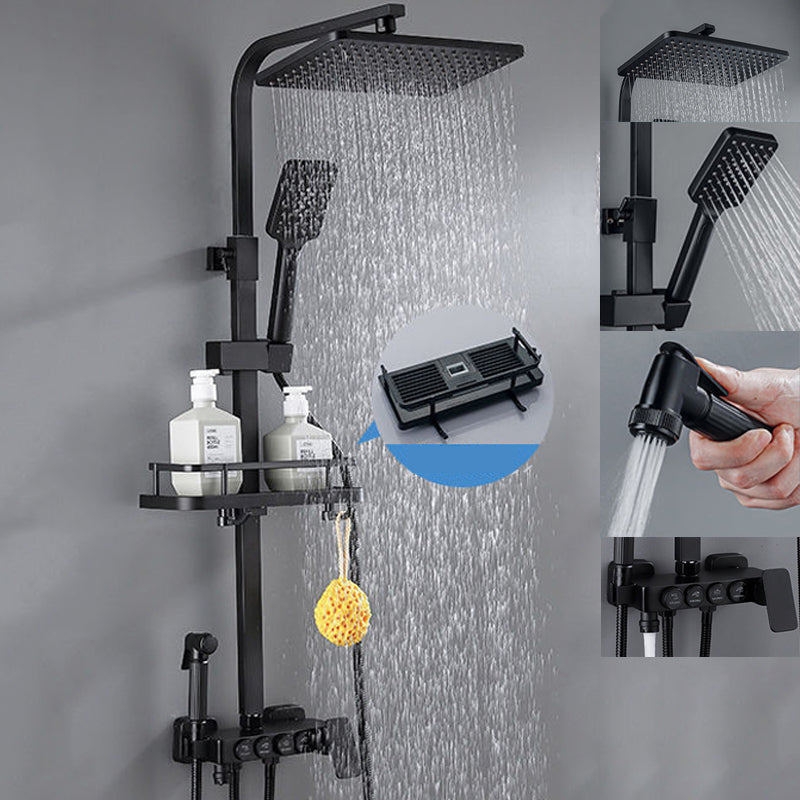Modern Style Shower System Wall Mounted Spot Resist Shower System with Hand Shower Matte Black Digital Display Not Included Clearhalo 'Bathroom Remodel & Bathroom Fixtures' 'Home Improvement' 'home_improvement' 'home_improvement_shower_faucets' 'Shower Faucets & Systems' 'shower_faucets' 'Showers & Bathtubs Plumbing' 'Showers & Bathtubs' 6333985