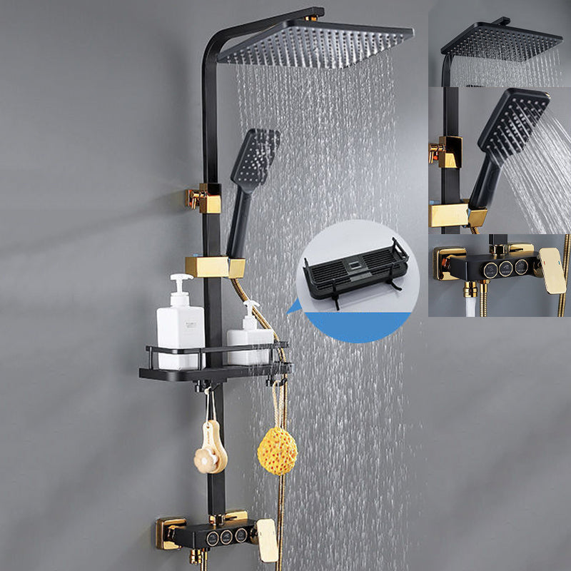 Modern Style Shower System Wall Mounted Spot Resist Shower System with Hand Shower Gold-Black Digital Display Not Included Clearhalo 'Bathroom Remodel & Bathroom Fixtures' 'Home Improvement' 'home_improvement' 'home_improvement_shower_faucets' 'Shower Faucets & Systems' 'shower_faucets' 'Showers & Bathtubs Plumbing' 'Showers & Bathtubs' 6333993