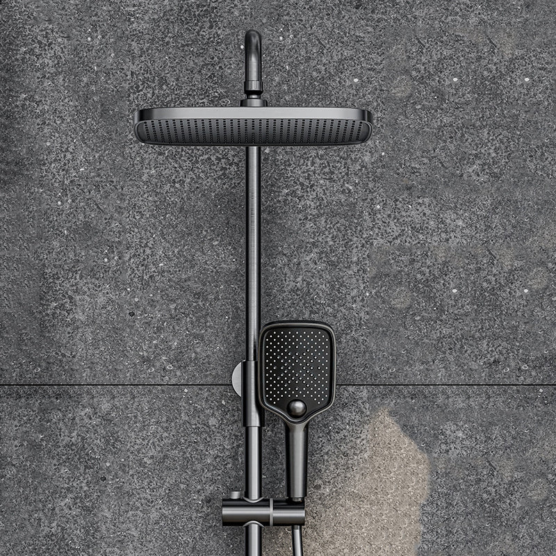 Modern Square Swivel Shower Metal Shower Head Shower Faucet on Wall Gun Grey Thermostatic Clearhalo 'Bathroom Remodel & Bathroom Fixtures' 'Home Improvement' 'home_improvement' 'home_improvement_shower_faucets' 'Shower Faucets & Systems' 'shower_faucets' 'Showers & Bathtubs Plumbing' 'Showers & Bathtubs' 6334014