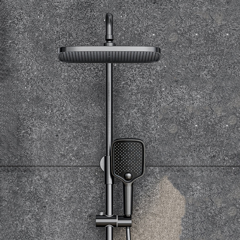 Modern Square Swivel Shower Metal Shower Head Shower Faucet on Wall Gun Grey Thermostatic Clearhalo 'Bathroom Remodel & Bathroom Fixtures' 'Home Improvement' 'home_improvement' 'home_improvement_shower_faucets' 'Shower Faucets & Systems' 'shower_faucets' 'Showers & Bathtubs Plumbing' 'Showers & Bathtubs' 6334014