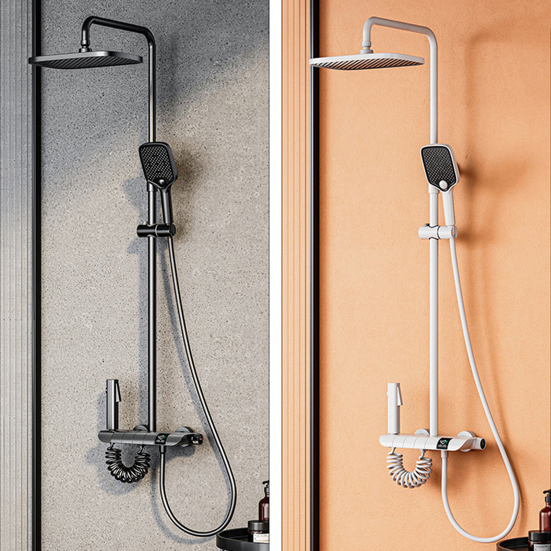 Modern Square Swivel Shower Metal Shower Head Shower Faucet on Wall Clearhalo 'Bathroom Remodel & Bathroom Fixtures' 'Home Improvement' 'home_improvement' 'home_improvement_shower_faucets' 'Shower Faucets & Systems' 'shower_faucets' 'Showers & Bathtubs Plumbing' 'Showers & Bathtubs' 6334032