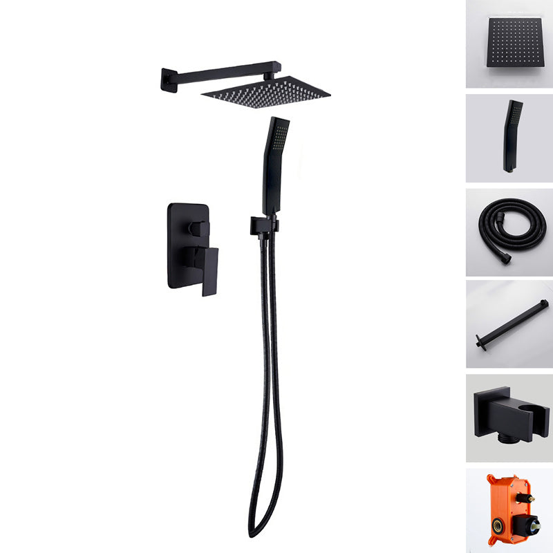 Modern Style Shower System Ceiling Mounted Spot Resist Handle Lever Shower System Black Valve body with box Clearhalo 'Bathroom Remodel & Bathroom Fixtures' 'Home Improvement' 'home_improvement' 'home_improvement_shower_faucets' 'Shower Faucets & Systems' 'shower_faucets' 'Showers & Bathtubs Plumbing' 'Showers & Bathtubs' 6334038