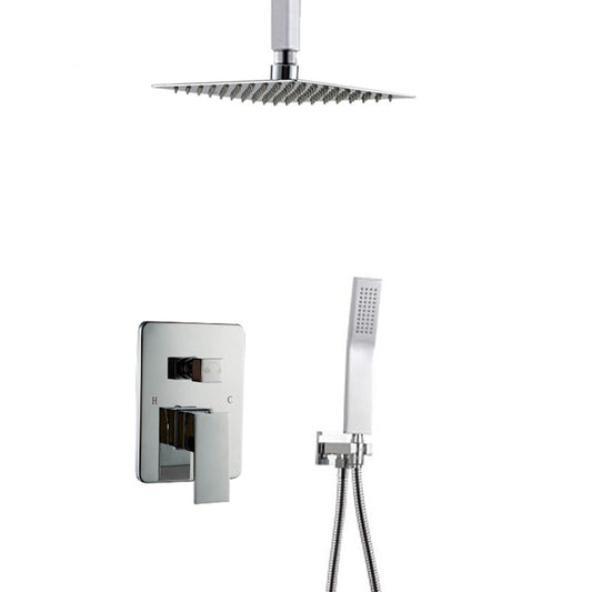 Modern Style Shower System Ceiling Mounted Spot Resist Handle Lever Shower System Clearhalo 'Bathroom Remodel & Bathroom Fixtures' 'Home Improvement' 'home_improvement' 'home_improvement_shower_faucets' 'Shower Faucets & Systems' 'shower_faucets' 'Showers & Bathtubs Plumbing' 'Showers & Bathtubs' 6334044